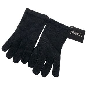 PHENIX 100% Cashmere Knit Gloves NEW Black